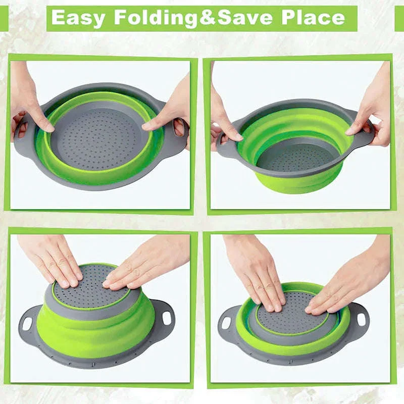 Folding Silicone Colander for Fast Draining and Slim Storage - Image 4