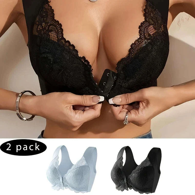 2-Pack Women’s Front Close Wire-Free Lace Bra - Image 10