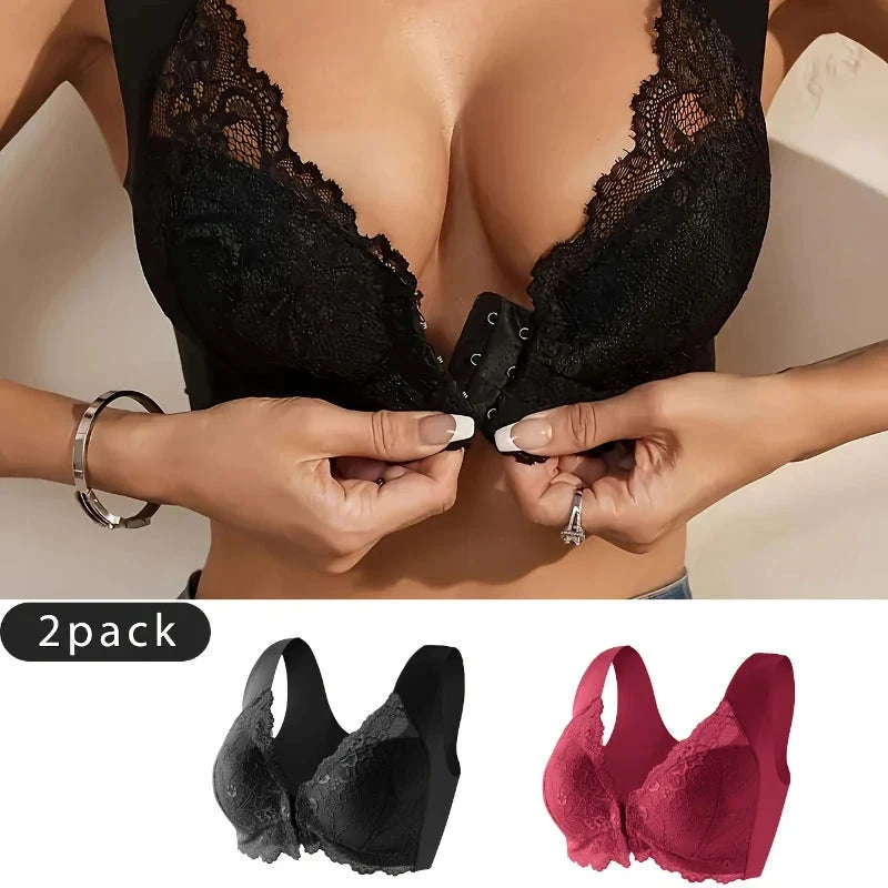 2-Pack Women’s Front Close Wire-Free Lace Bra - Image 8