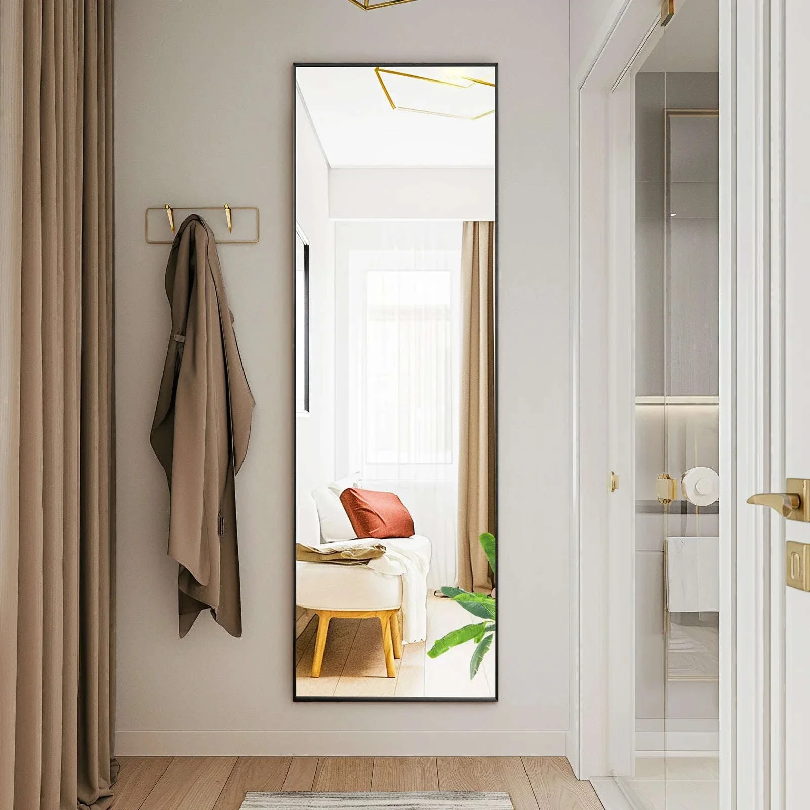 64 x 21 Full Body Wall Mirror with Aluminum Alloy Frame