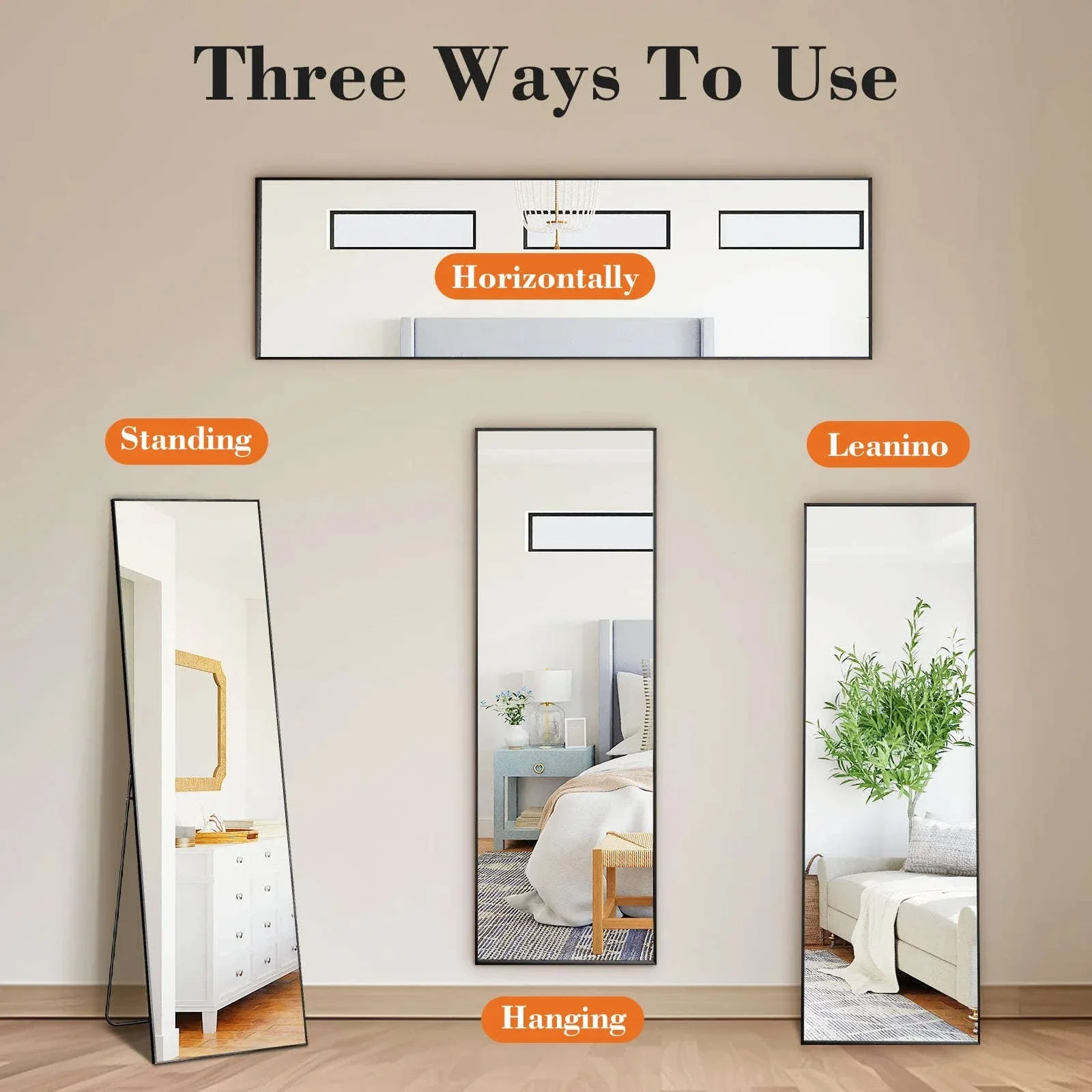 64 x 21 Full Body Wall Mirror with Aluminum Alloy Frame - Image 5