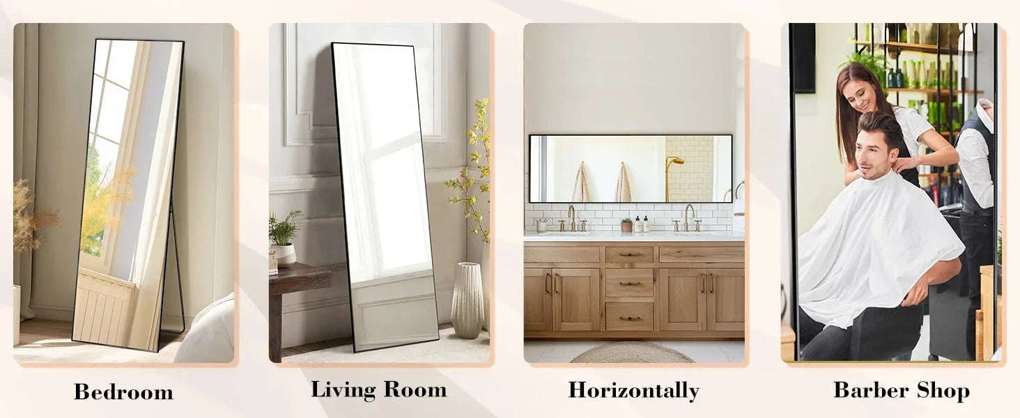 64 x 21 Full Body Wall Mirror with Aluminum Alloy Frame - Image 7