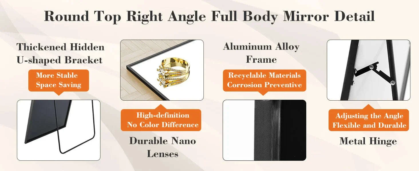 64 x 21 Full Body Wall Mirror with Aluminum Alloy Frame - Image 9