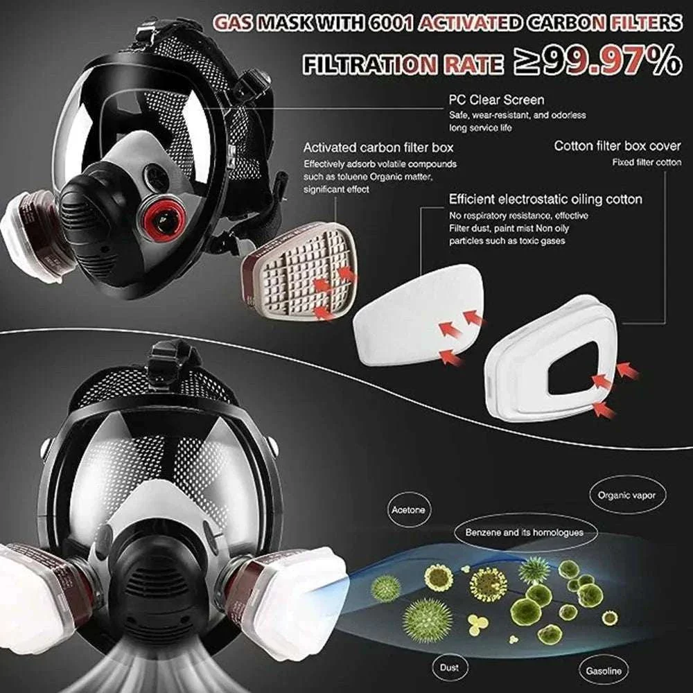 Full Face Respirator Mask Kit 27-in-1 Reusable Safety Protection Set - Image 8