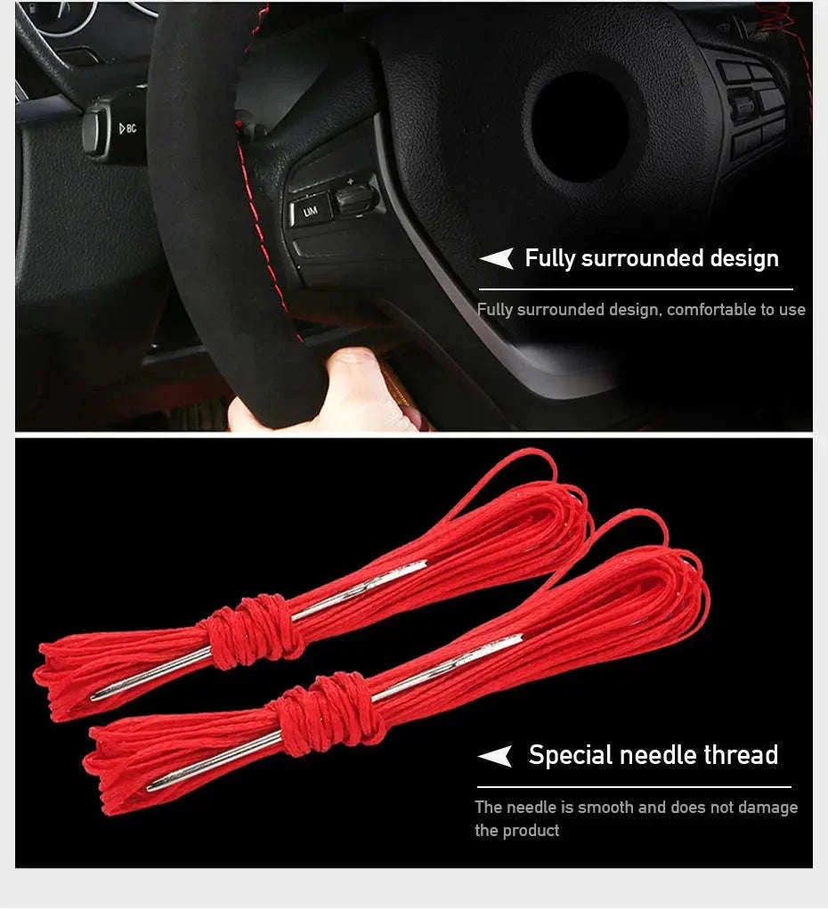 Fur Steering Wheel Cover 38cm Braided Anti Slip Leather - Image 11
