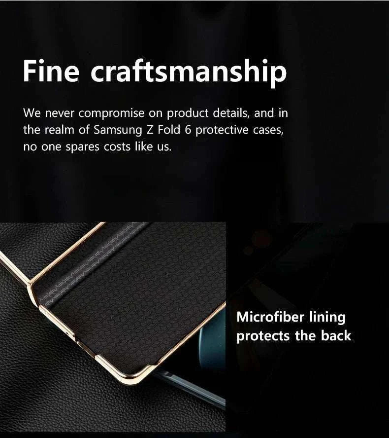 Genuine Leather Case with Magnetic Hinge Stand for Samsung Galaxy Z Fold - Image 16