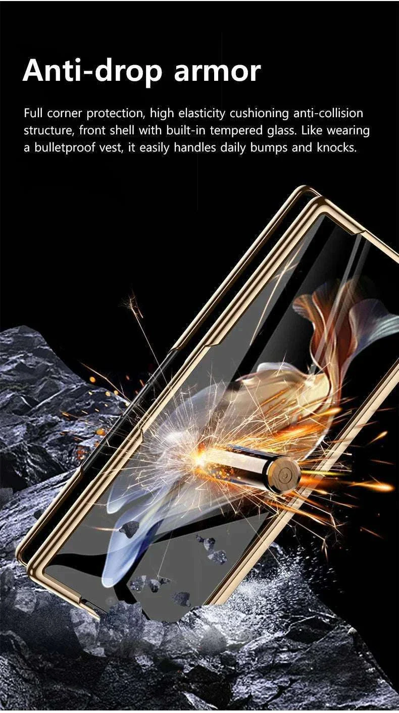 Genuine Leather Case with Magnetic Hinge Stand for Samsung Galaxy Z Fold - Image 19