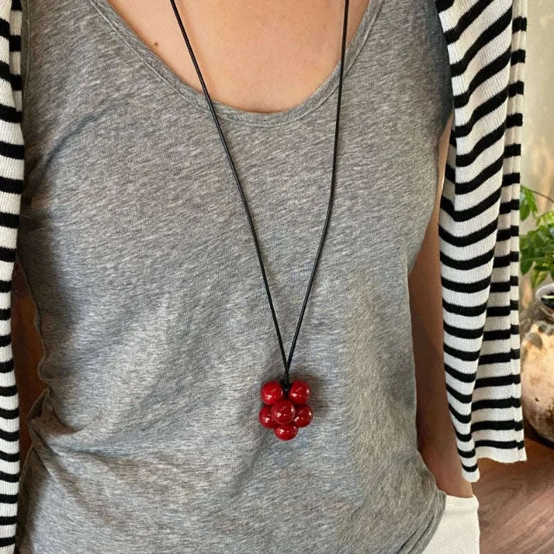 Geometric Beaded Pendant Necklace for Women – Trendy Long Cord - Image 8