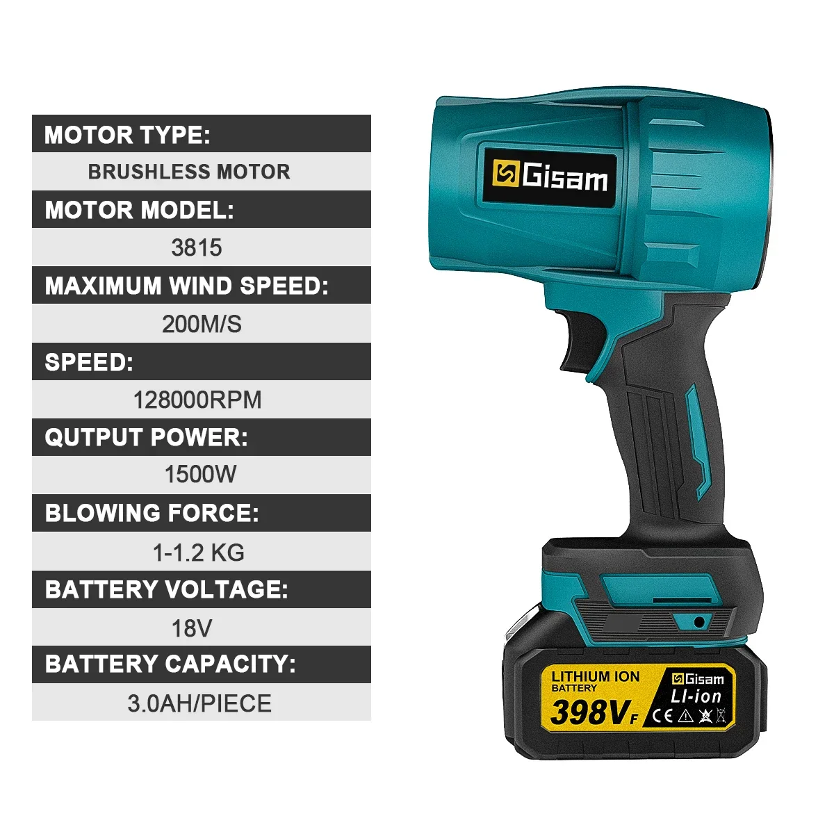 Brushless Turbo Jet Fan 1500W Cordless Air Blower for Makita 18V - Image 2
