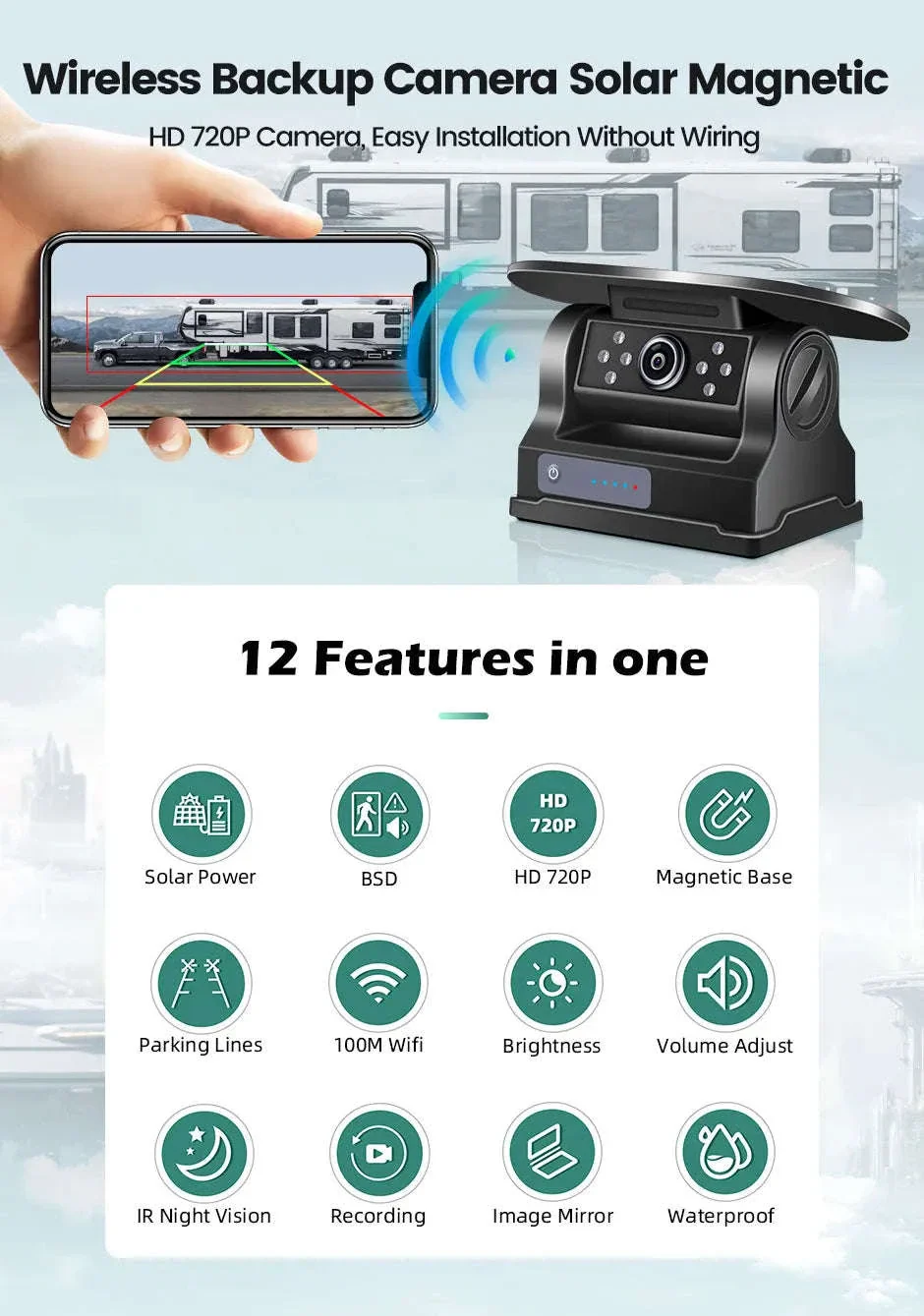 5G Wireless Solar Reversing Camera for Safer Backing Up - Image 7