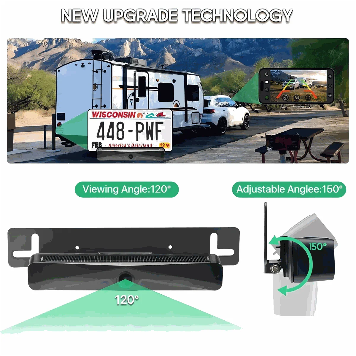 GreenYi Wireless Solar Reversing Camera with Wi‑Fi App Control - Image 4