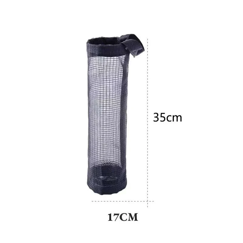 Grey Wall-Mounted Plastic Bag Dispenser for Kitchen Storage - Image 6