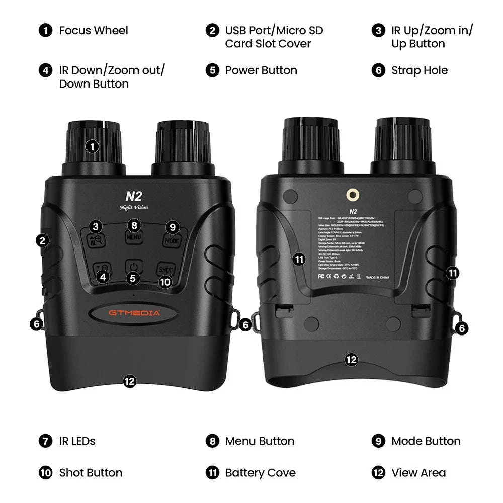 GTMEDIA N2 Night Vision Binoculars with 5X Zoom and 1080P - Image 7