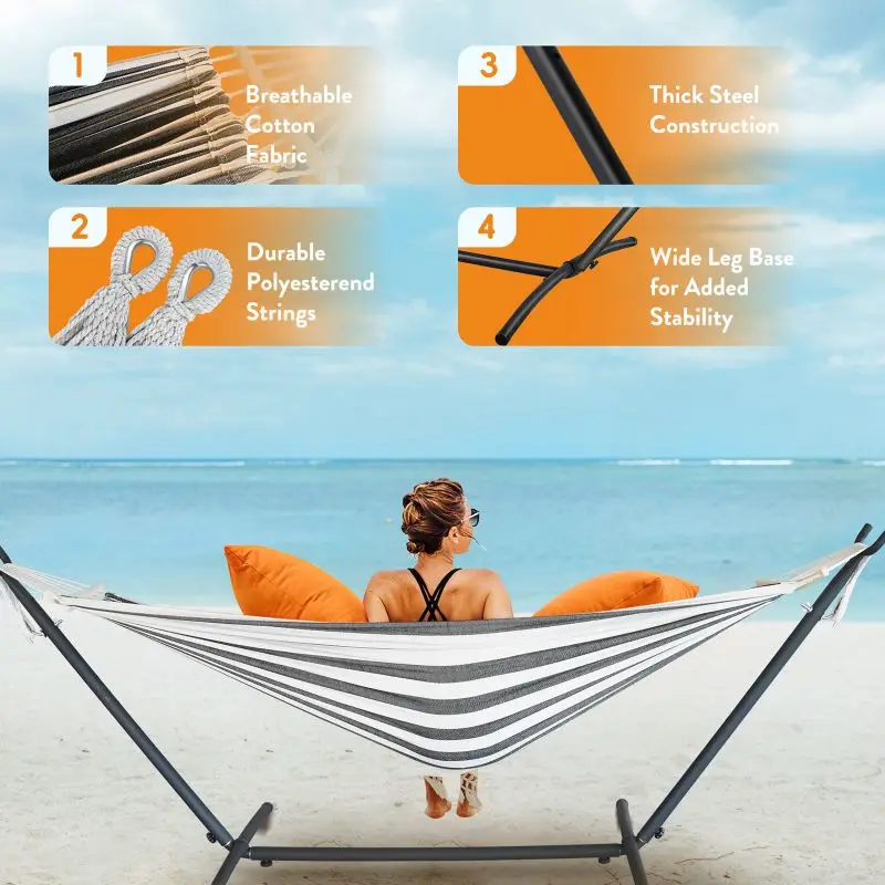 Adjustable Hammock with Stand, 600lb Capacity and Carry Bag - Image 4