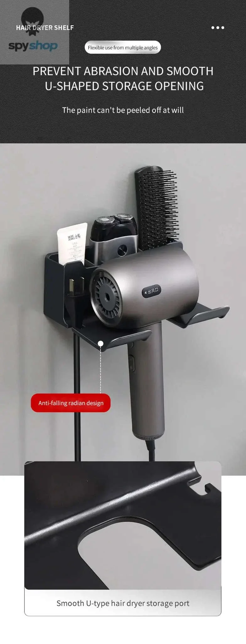 Wall Mounted Hair Dryer Holder for a Cleaner Bathroom - Image 17