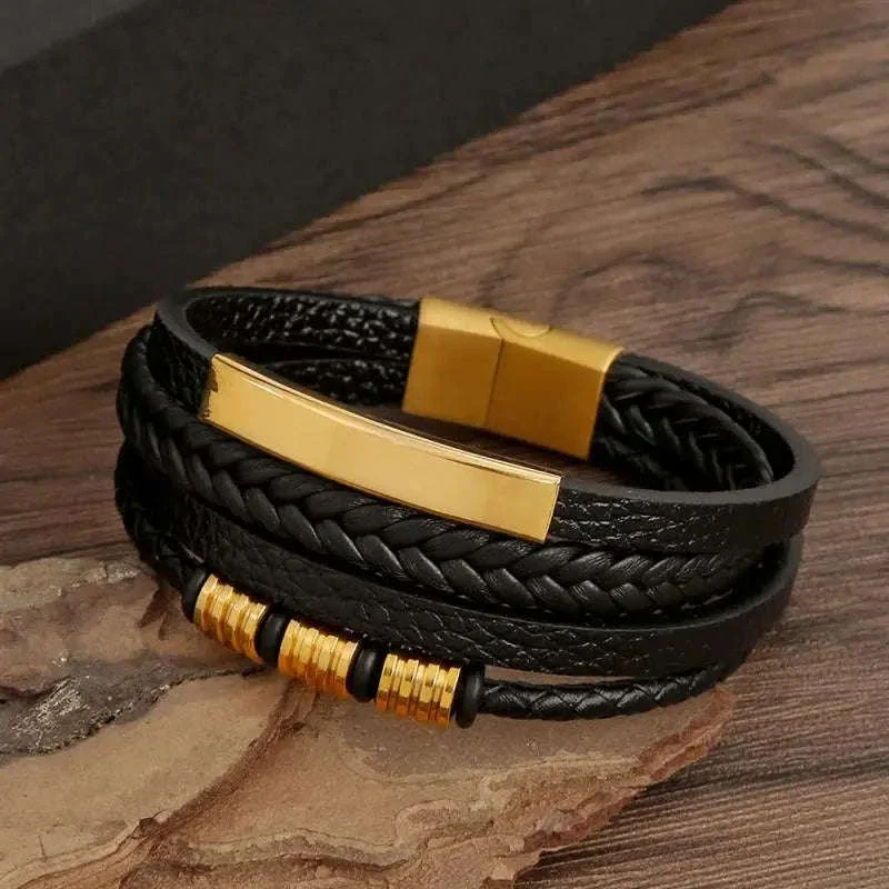 Hand-Woven Men's Leather Bracelet with Adjustable Fit - Image 12