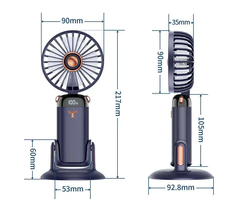 Foldable 5-Speed Handheld Mini Fan with LED Display - Image 46