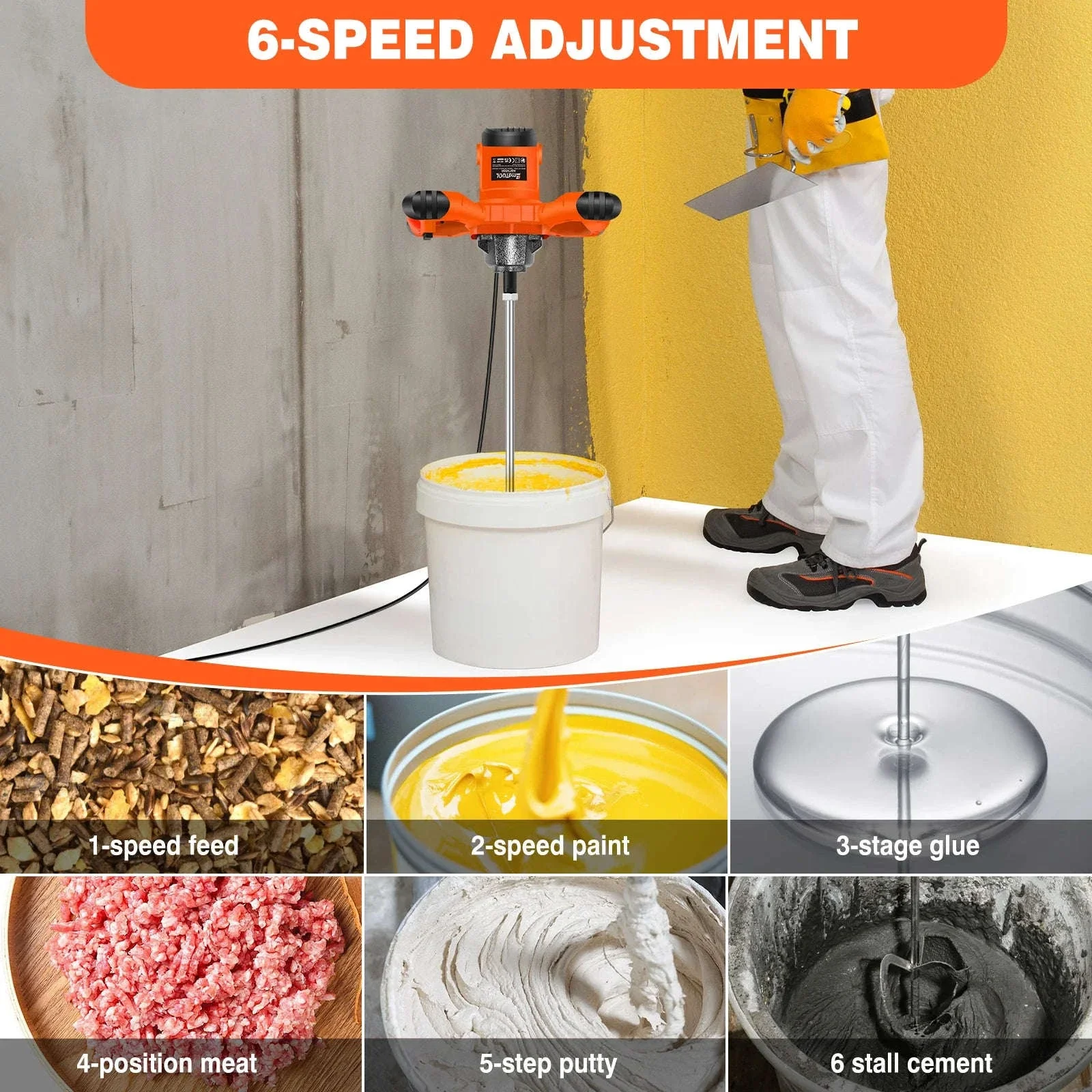 Handheld Paint Concrete Mixer with Adjustable 6-Speed Control - Image 12