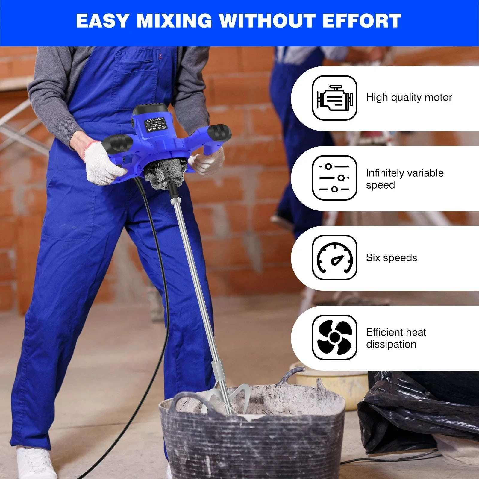 Handheld Paint Concrete Mixer with Adjustable 6-Speed Control - Image 21