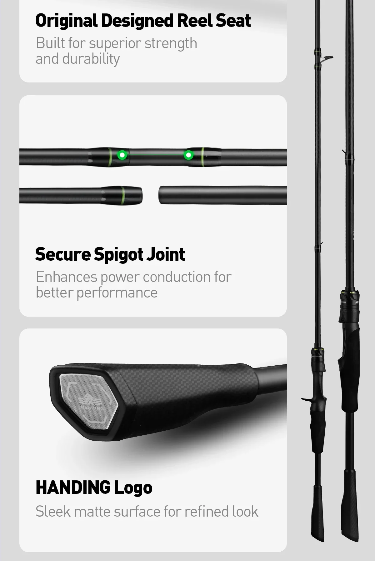HANDING M1 Bass Fishing Rod with Fuji Guide Rings - Image 22