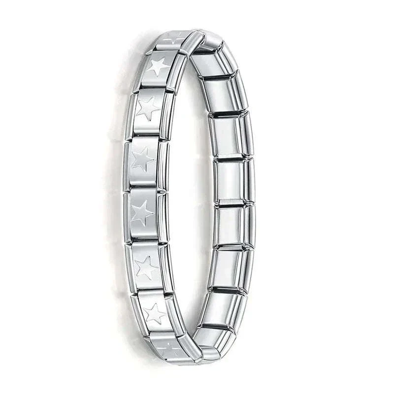 Italian Stainless Steel Charm Bracelet with Stretch Fit - Image 35