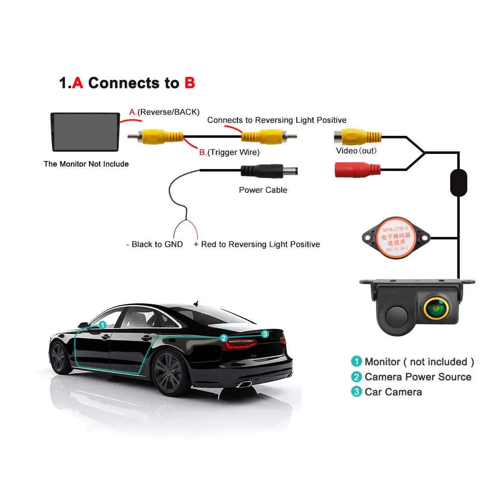 HD 1080P Car Rear View Camera with Sensor Set - Image 3