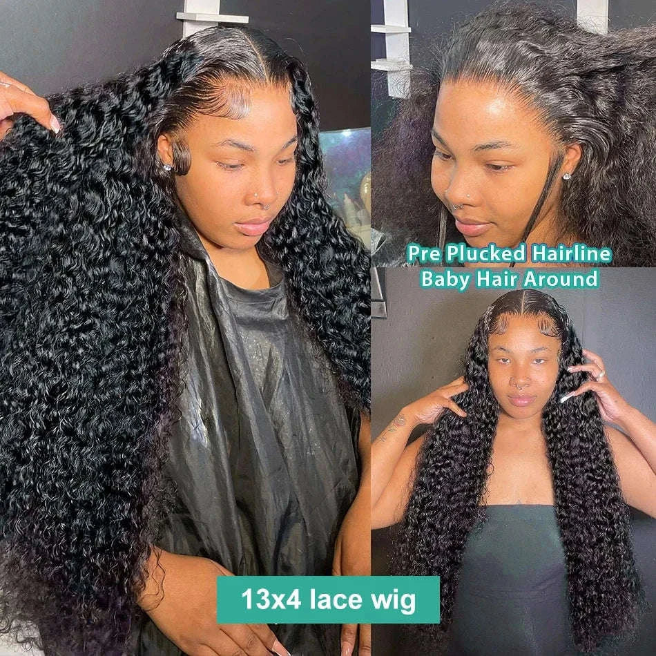 HD Transparent Deep Wave Frontal Wig, Curly Human Hair Lace Front - Image 14