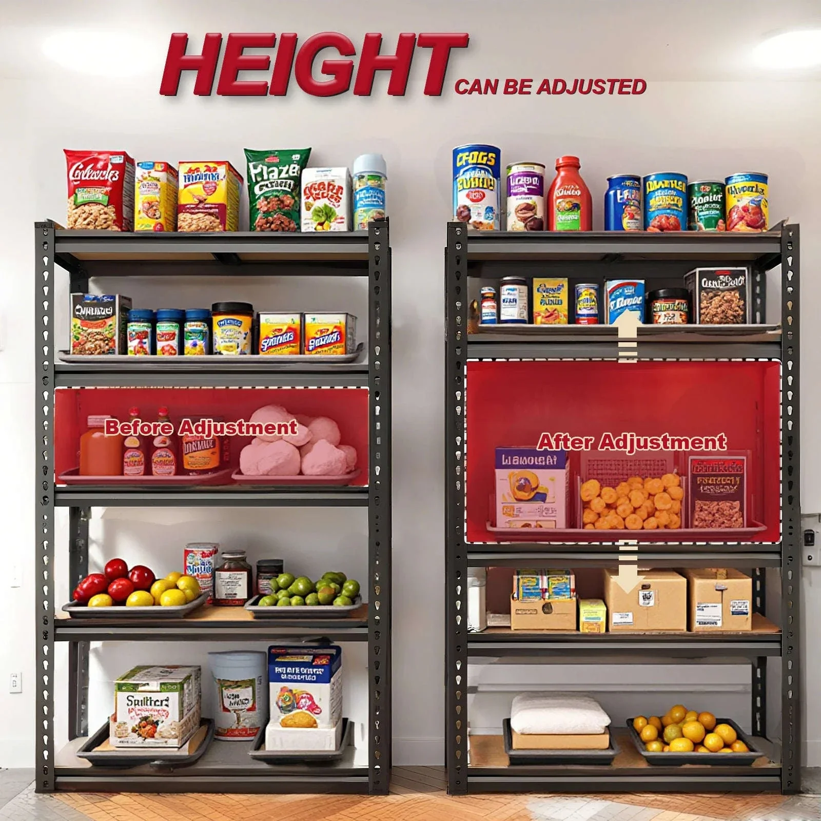 Heavy Duty 5-Tier Garage Shelving Unit 2000 lb Capacity Adjustable - Image 3
