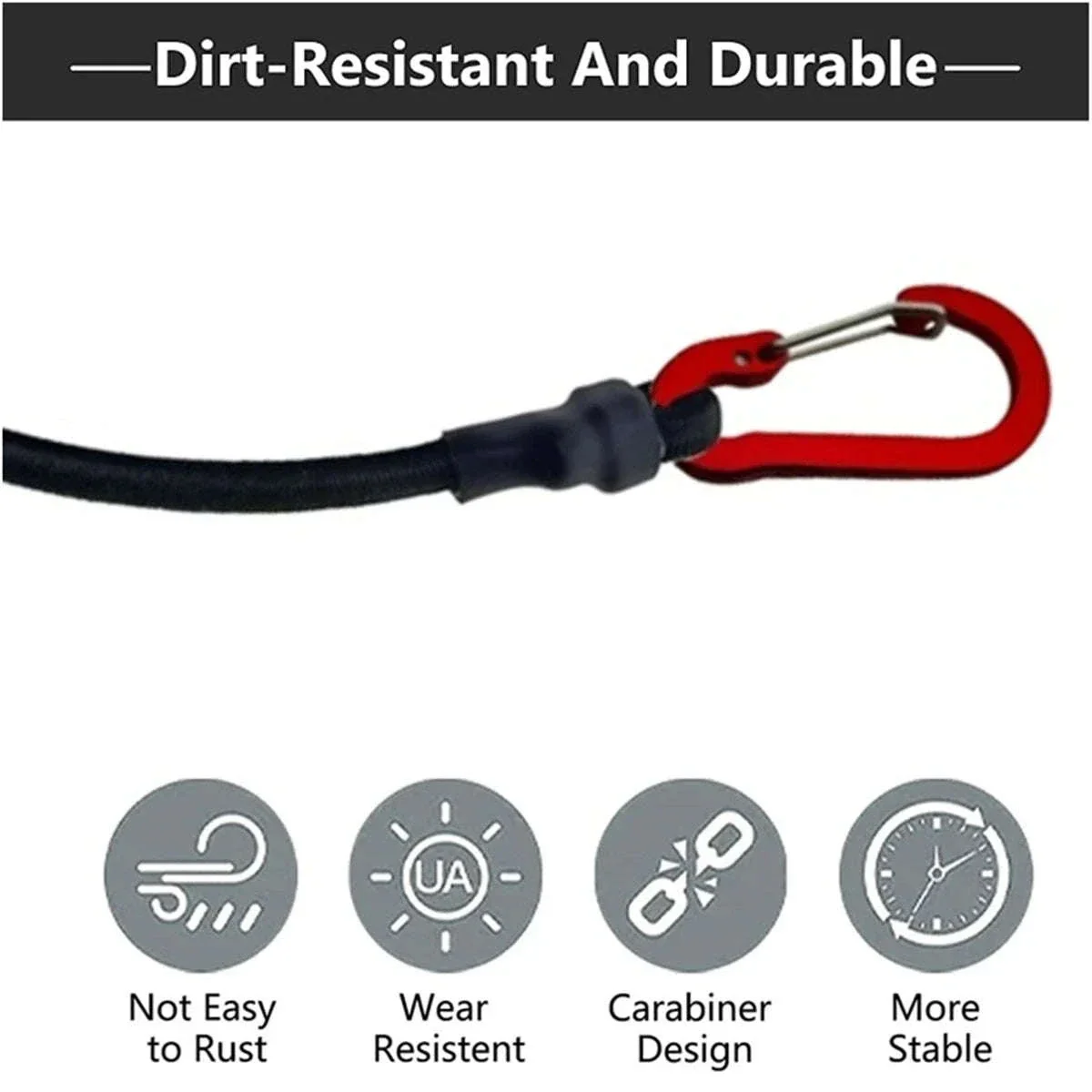 Heavy Duty Bungee Cord Elastic Tie Strap with Carabiner Hooks - Image 3