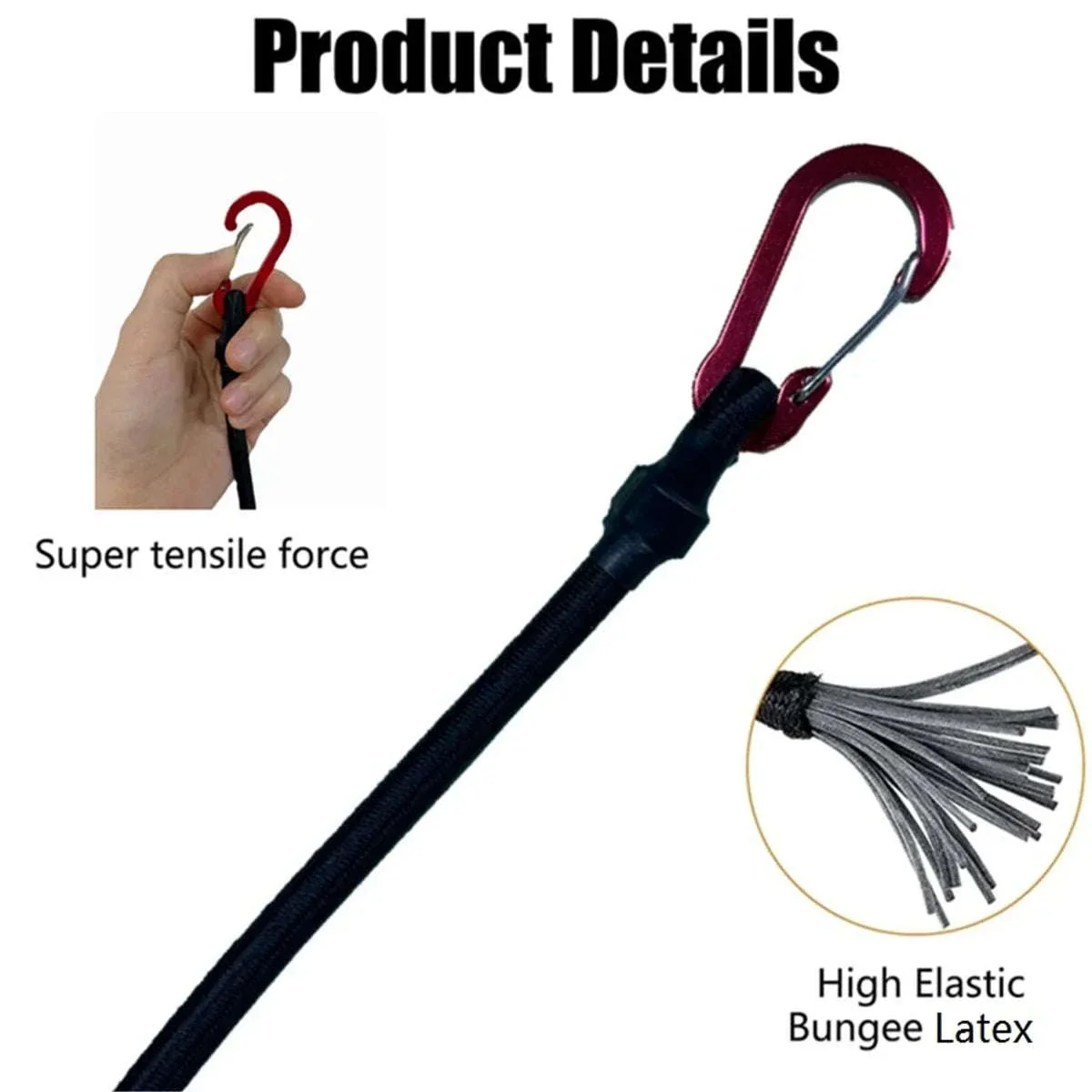 Heavy Duty Bungee Cord Elastic Tie Strap with Carabiner Hooks - Image 4