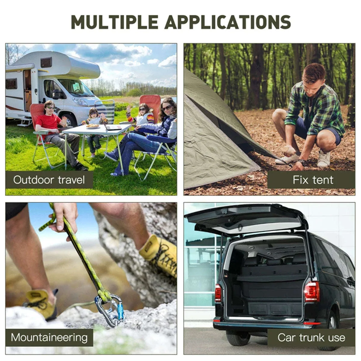 Heavy Duty Bungee Cord Elastic Tie Strap with Carabiner Hooks - Image 6