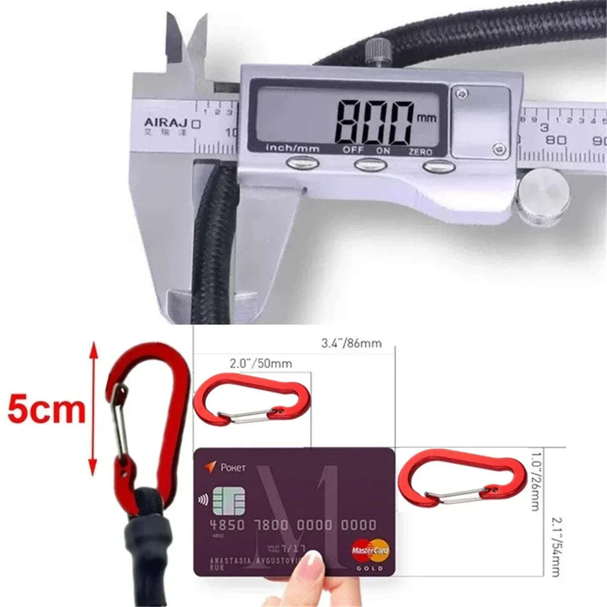 Heavy Duty Bungee Cord Elastic Tie Strap with Carabiner Hooks - Image 8