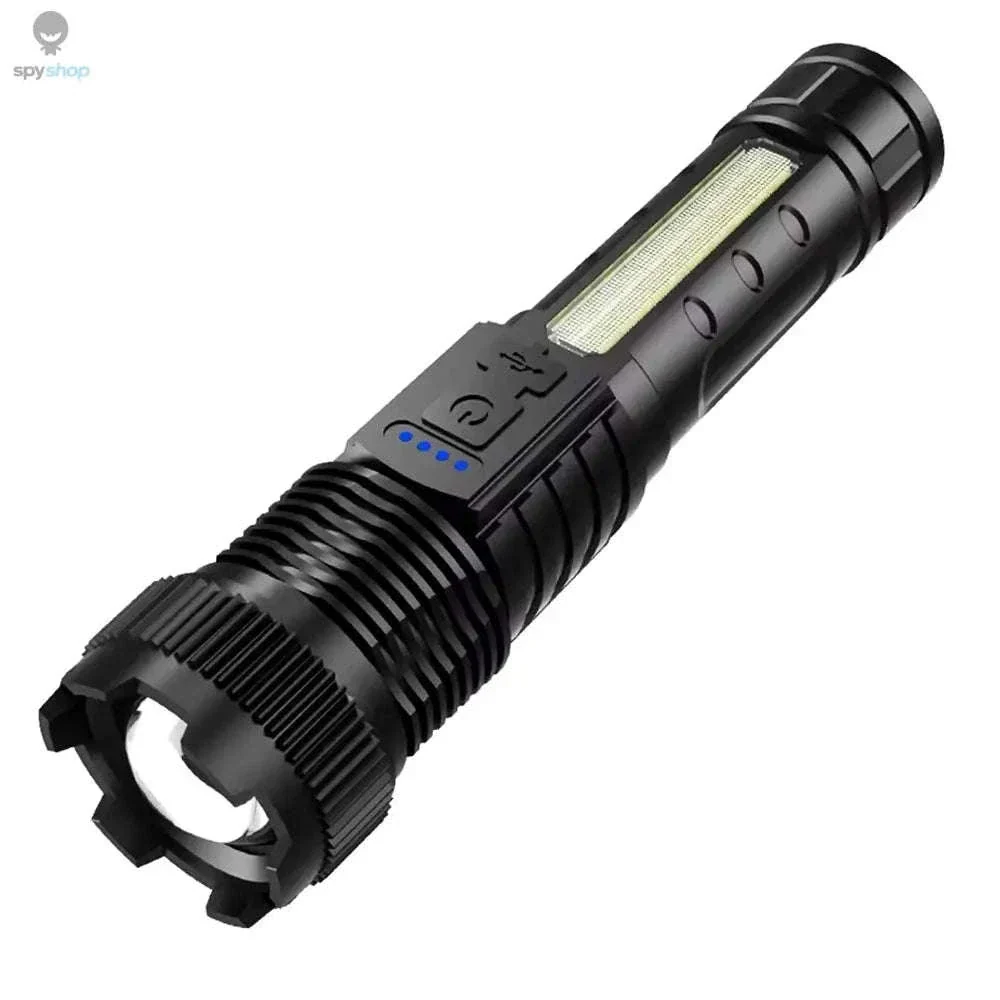 Rechargeable LED Flashlight with COB Side Light and Zoom