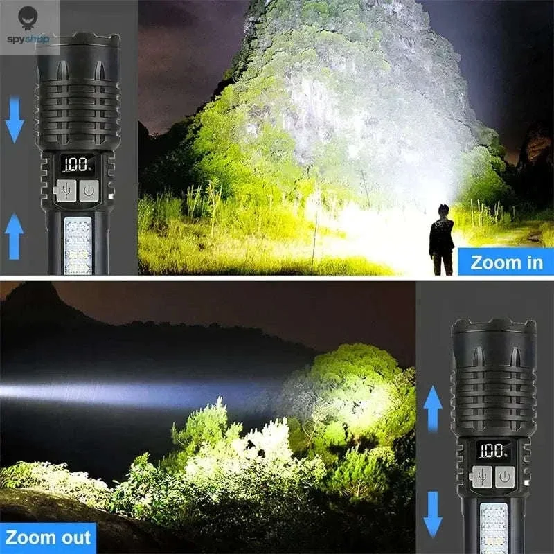 Rechargeable LED Flashlight with COB Side Light and Zoom - Image 4