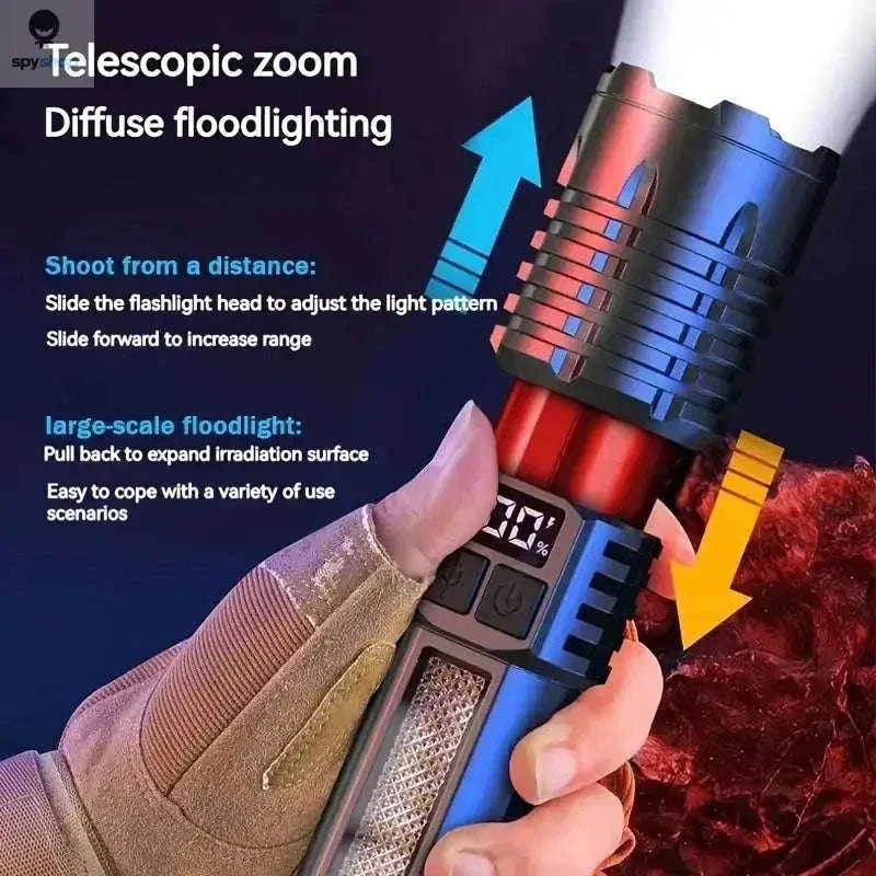 Rechargeable LED Flashlight with COB Side Light and Zoom - Image 9