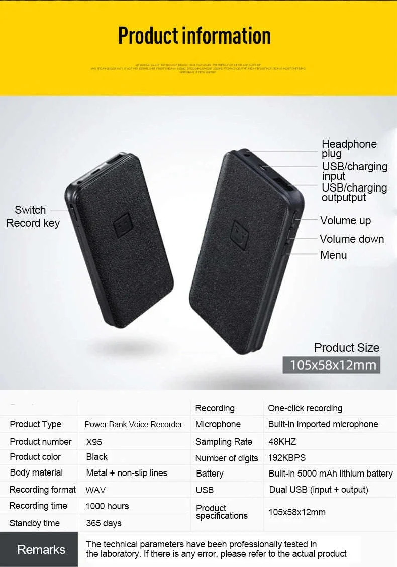 Hidden Voice Recorder Power Bank with 5000mAh and Long Recording - Image 20
