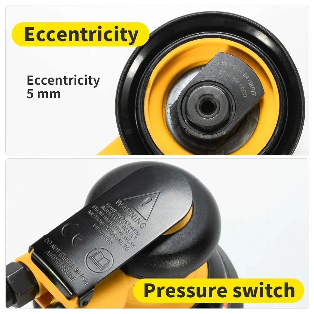Pneumatic Orbital Sander 5"/6" 10000RPM Air Polisher EU Connector - Image 10