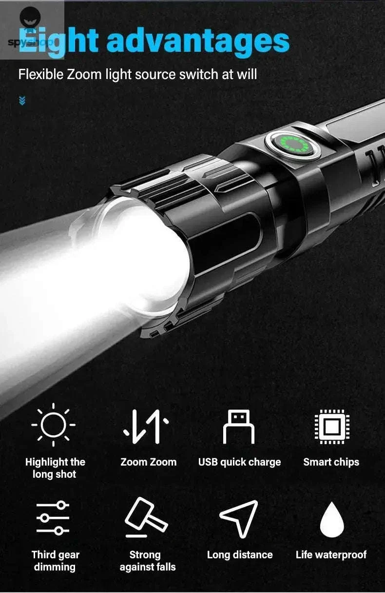 High Power LED Flashlight with Long-Range Beam and USB-C - Image 8
