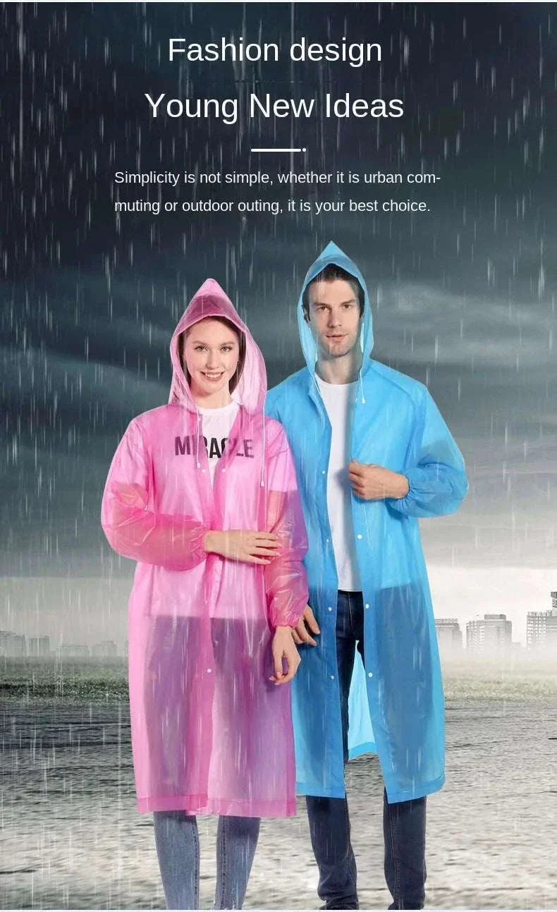Unisex EVA Waterproof Raincoat with Hood and Button Front - Image 14