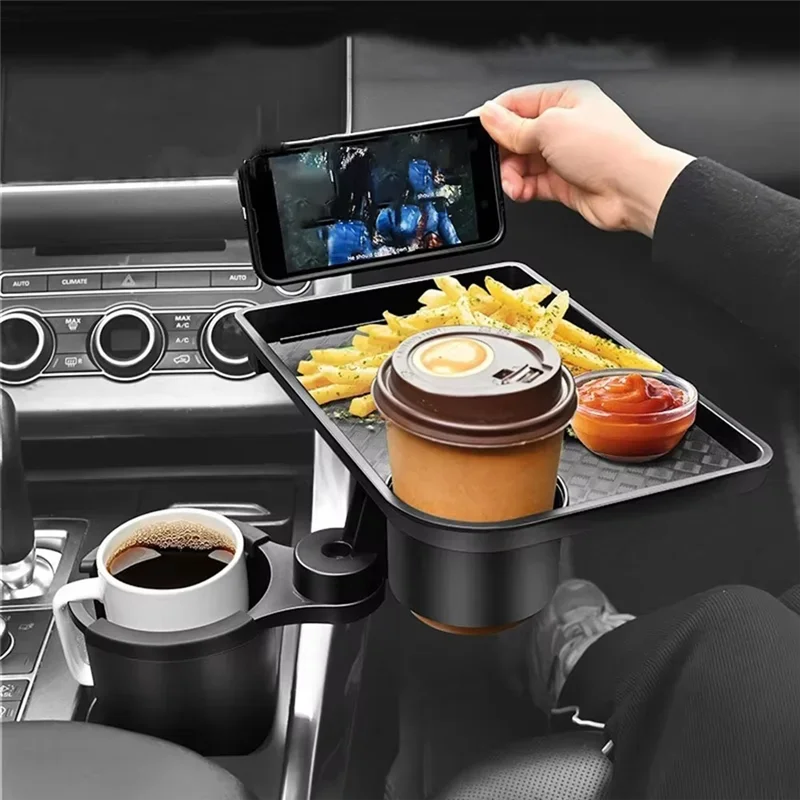 Universal Car Cup Holder Tray 360° Rotating Adjustable Dual Cup Organizer - Image 12