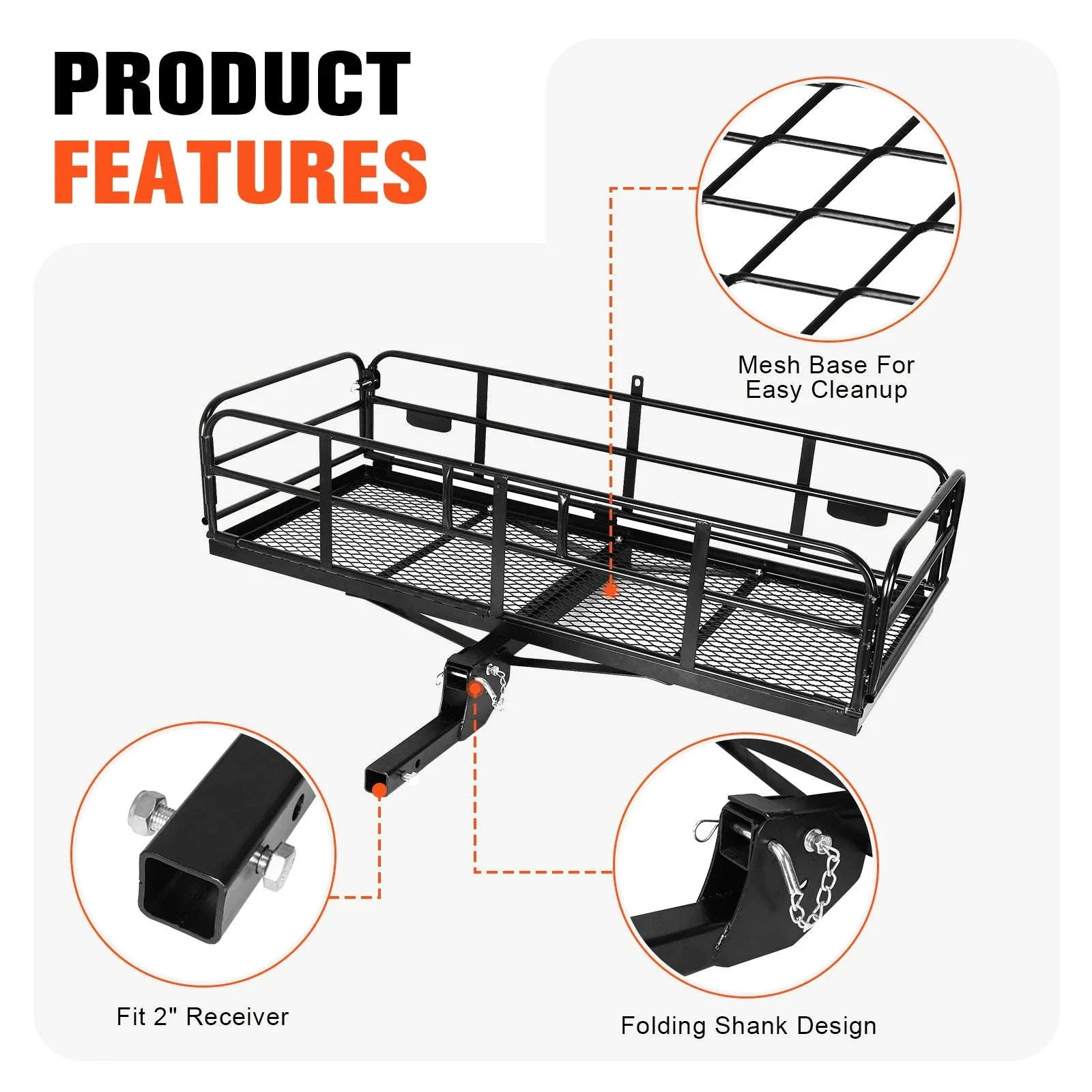 Hitch Cargo Carrier 500 LBS with Hitch Stabilizer for 2-Inch Receiver - Image 5