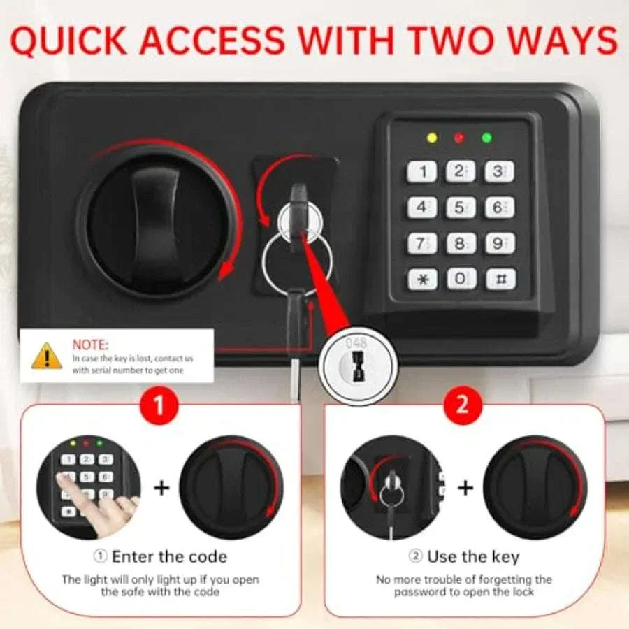 Fireproof Waterproof Home Safe with Keypad and Spare Keys - Image 6