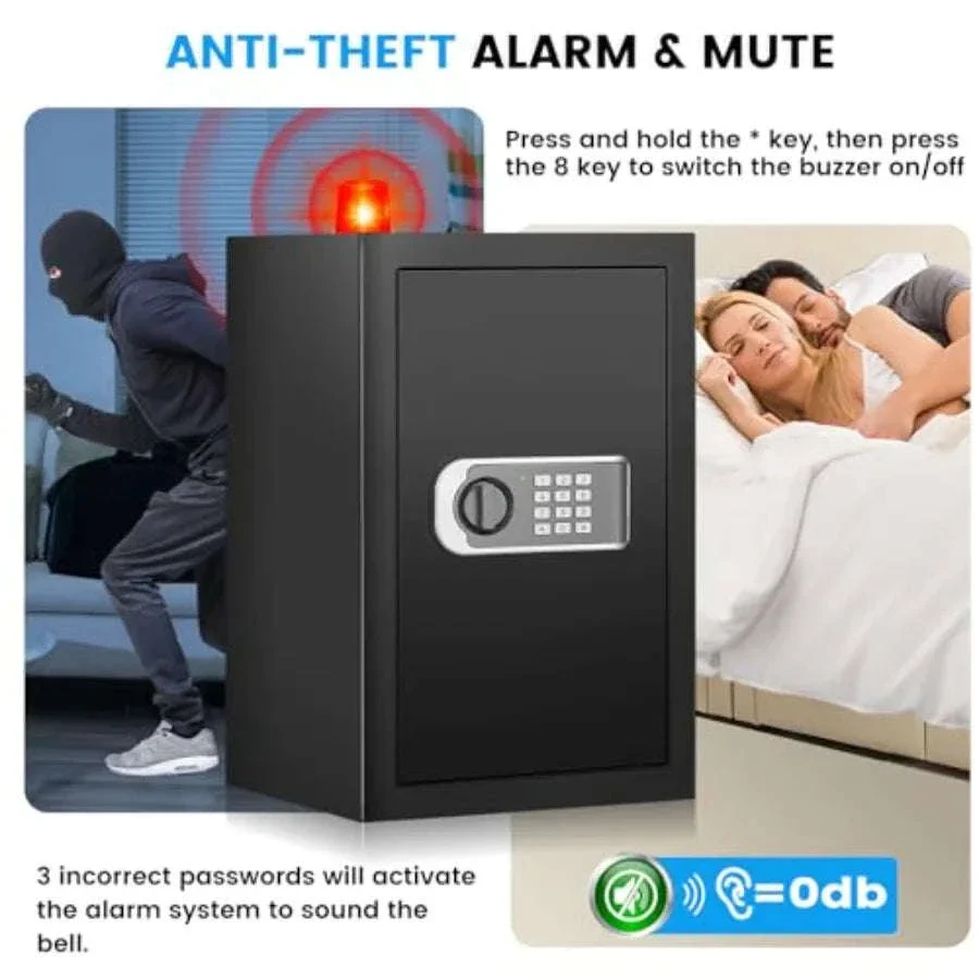 Steel Home Safe with Keypad, Fireproof Bag and Spare Keys - Image 5