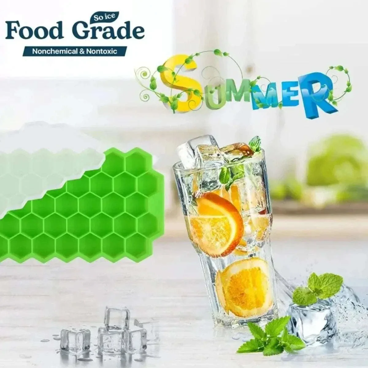 37-Grid Honeycomb Silicone Ice Cube Tray for Drinks & Cocktails - Image 3