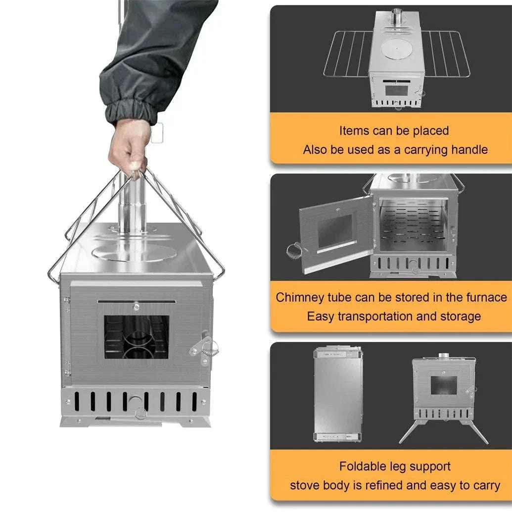 Wood Burning Stove for Camping, Tent Heating and Cooking - Image 6