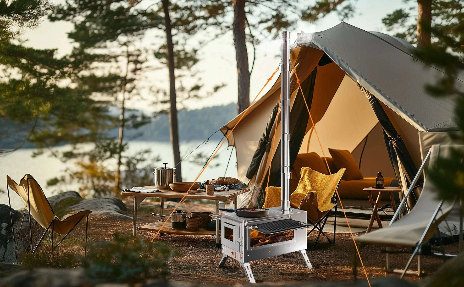 Wood Burning Stove for Camping, Tent Heating and Cooking - Image 7