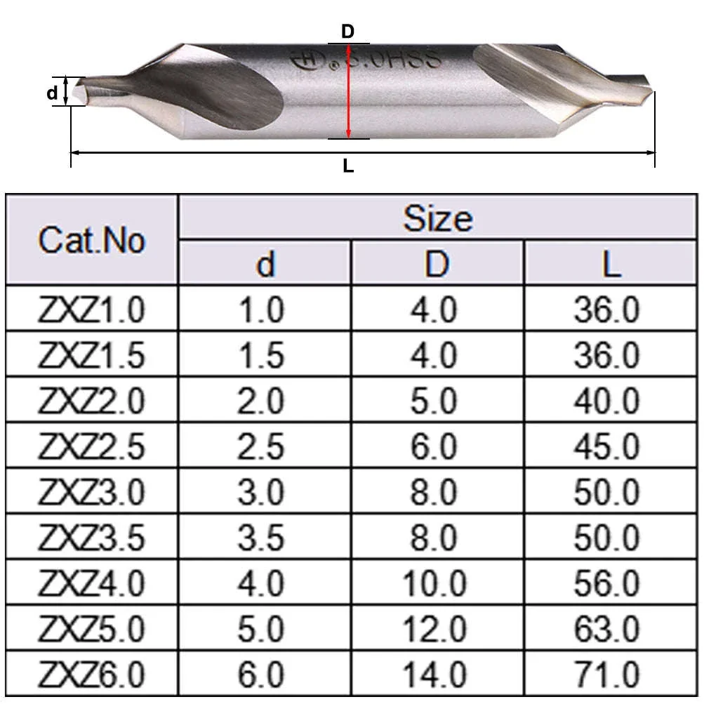 HSS 60° Center Drill Bit Set for Metal (1–10pcs, Multiple Sizes) - Image 5