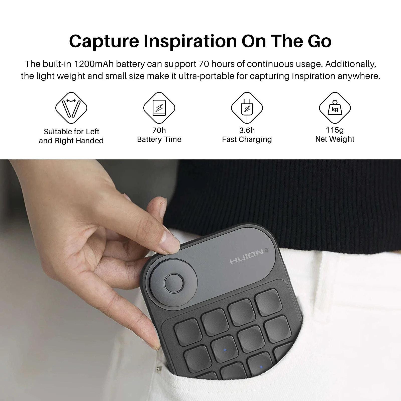 Huion Keydial Mini K20 Shortcut Controller for Creative Workflows - Image 6