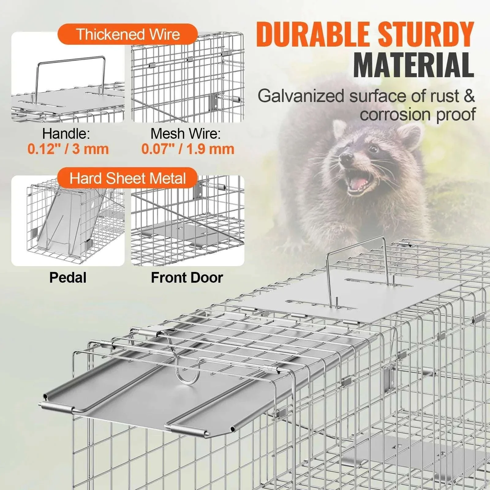 Humane Live Animal Cage Trap Folding Metal Trap with Handle - Image 4