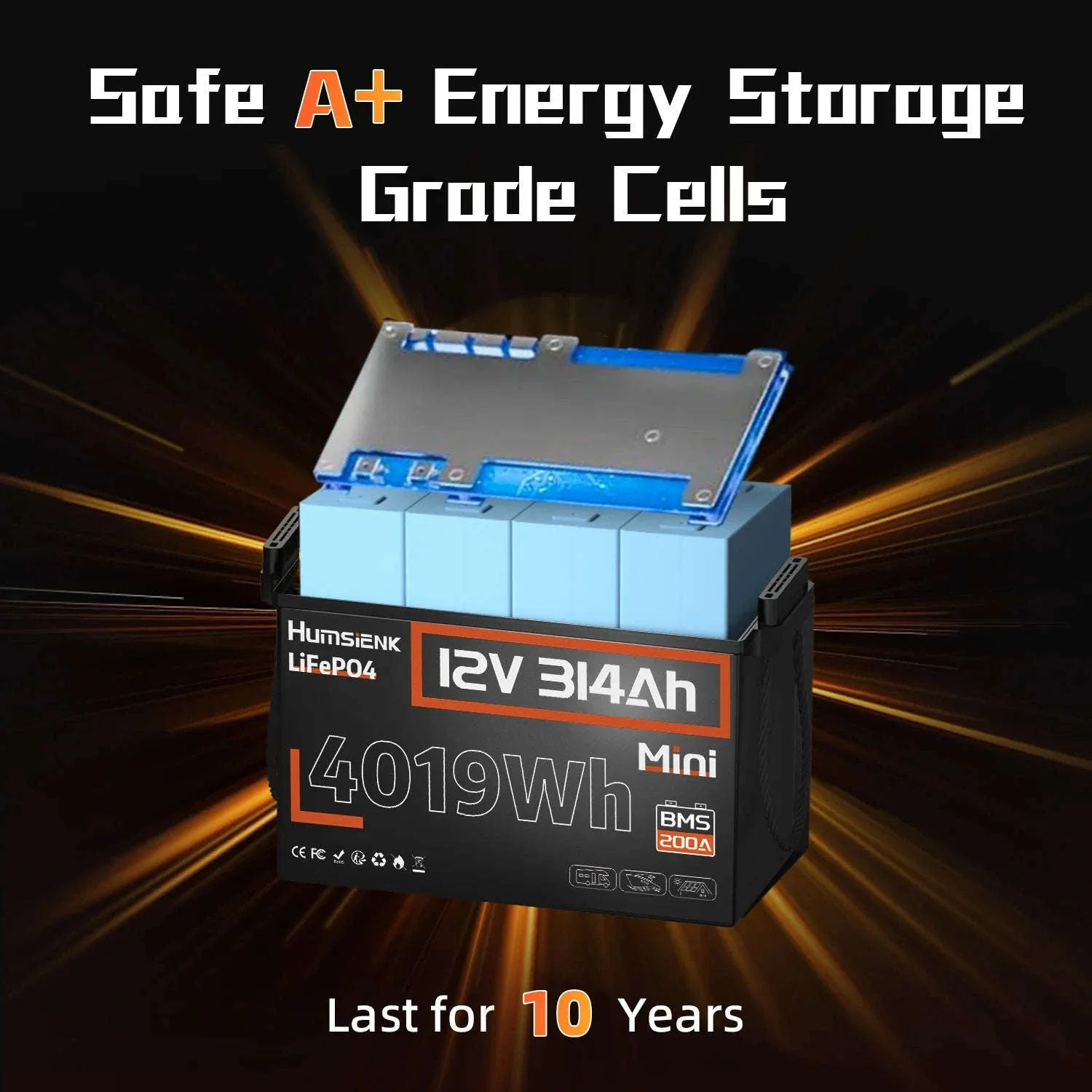 Humsienk 12V LiFePO4 Battery for Solar, RV, Marine Use - Image 3